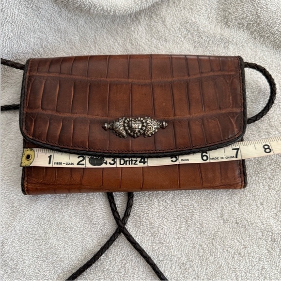 Brighton Convertible Croc Leather Crossbody Organizer Bag Wallet Brown - Picture 11 of 13